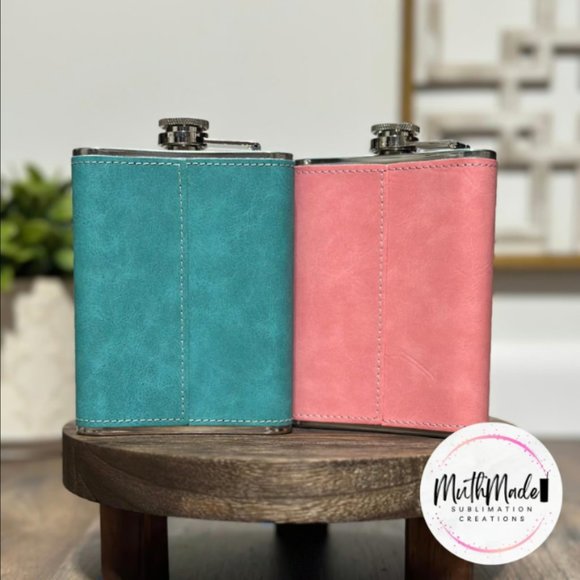 PINK Certified Whiskey Taster Flask | Leather Wrapped Stainless Steel Flask - Picture 2 of 2